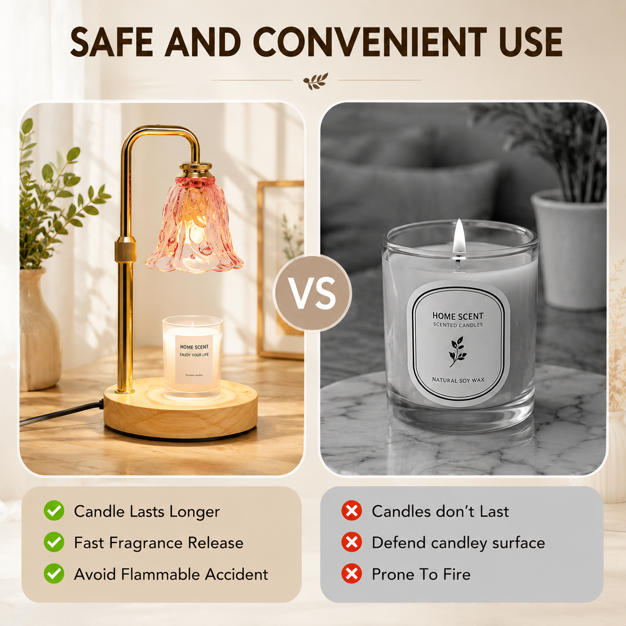 Crystal Candle Warmer Lamp with Timer & Dimmer, Adjustable Height, Safe Flameless Candle Warmer