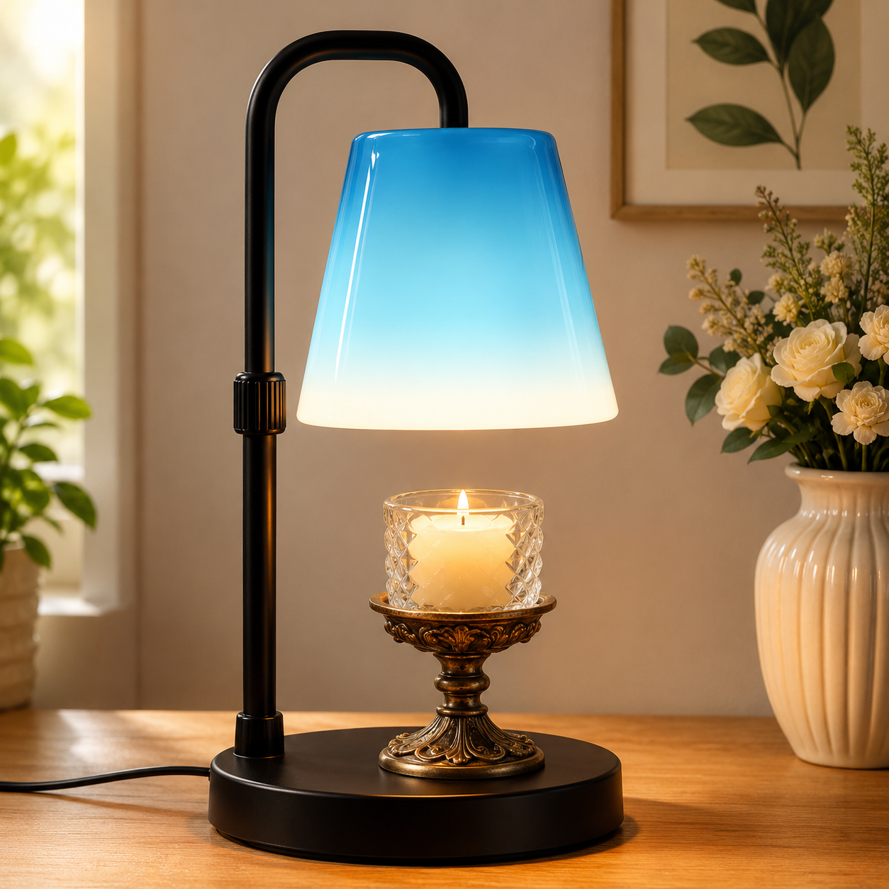 Dimmable Candle Warmer Lamp with Adjustable Height, Flameless Candle Lamp