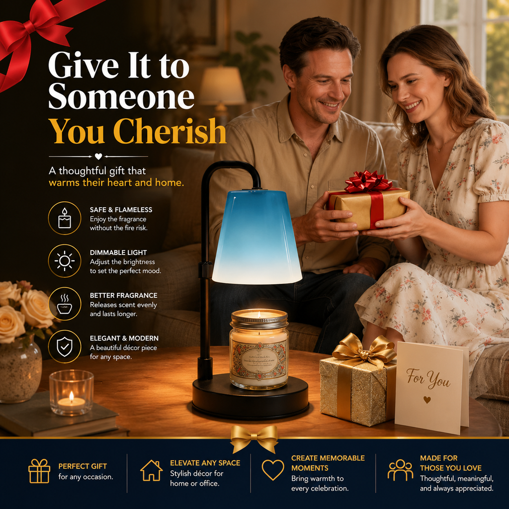 Dimmable Candle Warmer Lamp with Adjustable Height, Flameless Candle Lamp