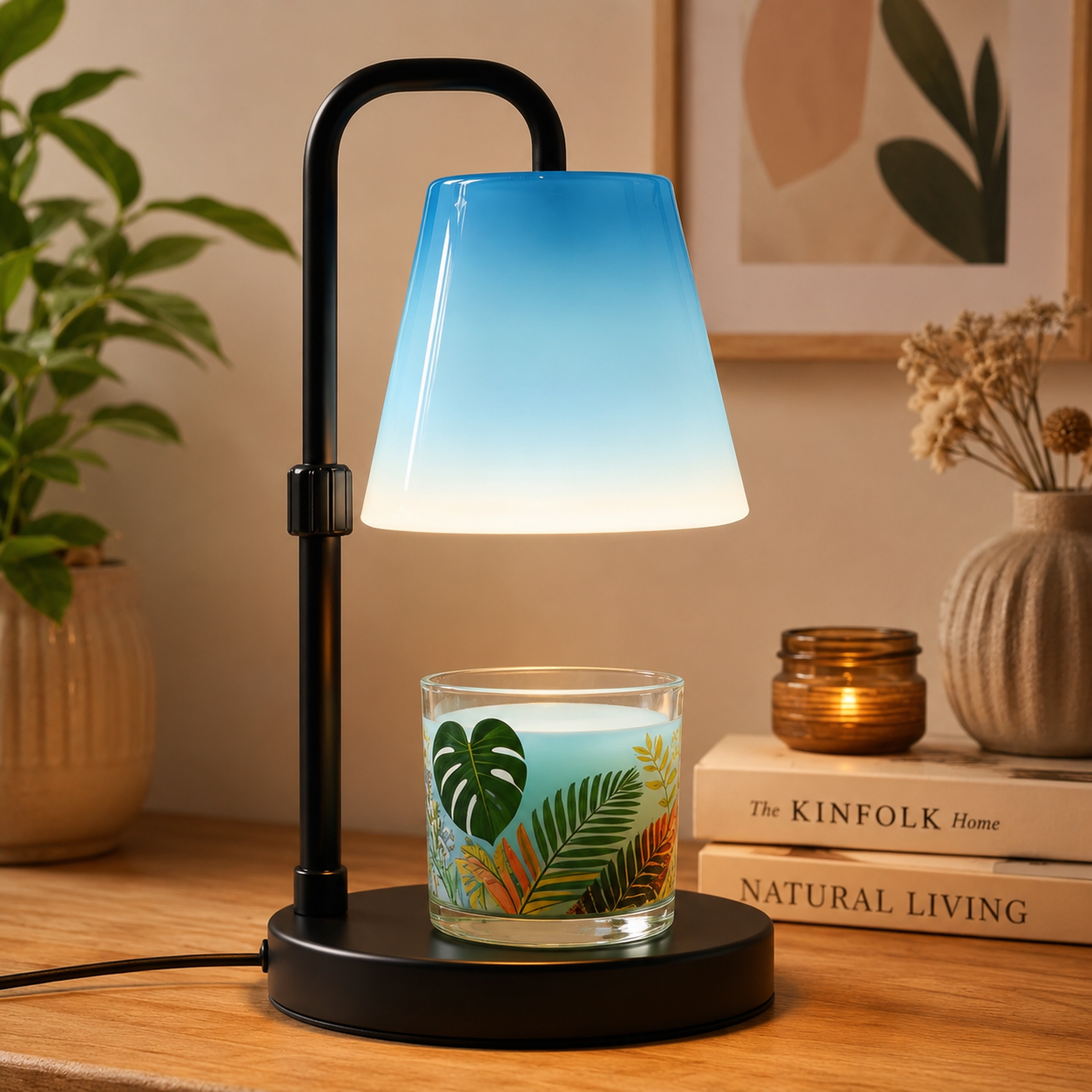 Dimmable Candle Warmer Lamp with Adjustable Height, Flameless Candle Lamp