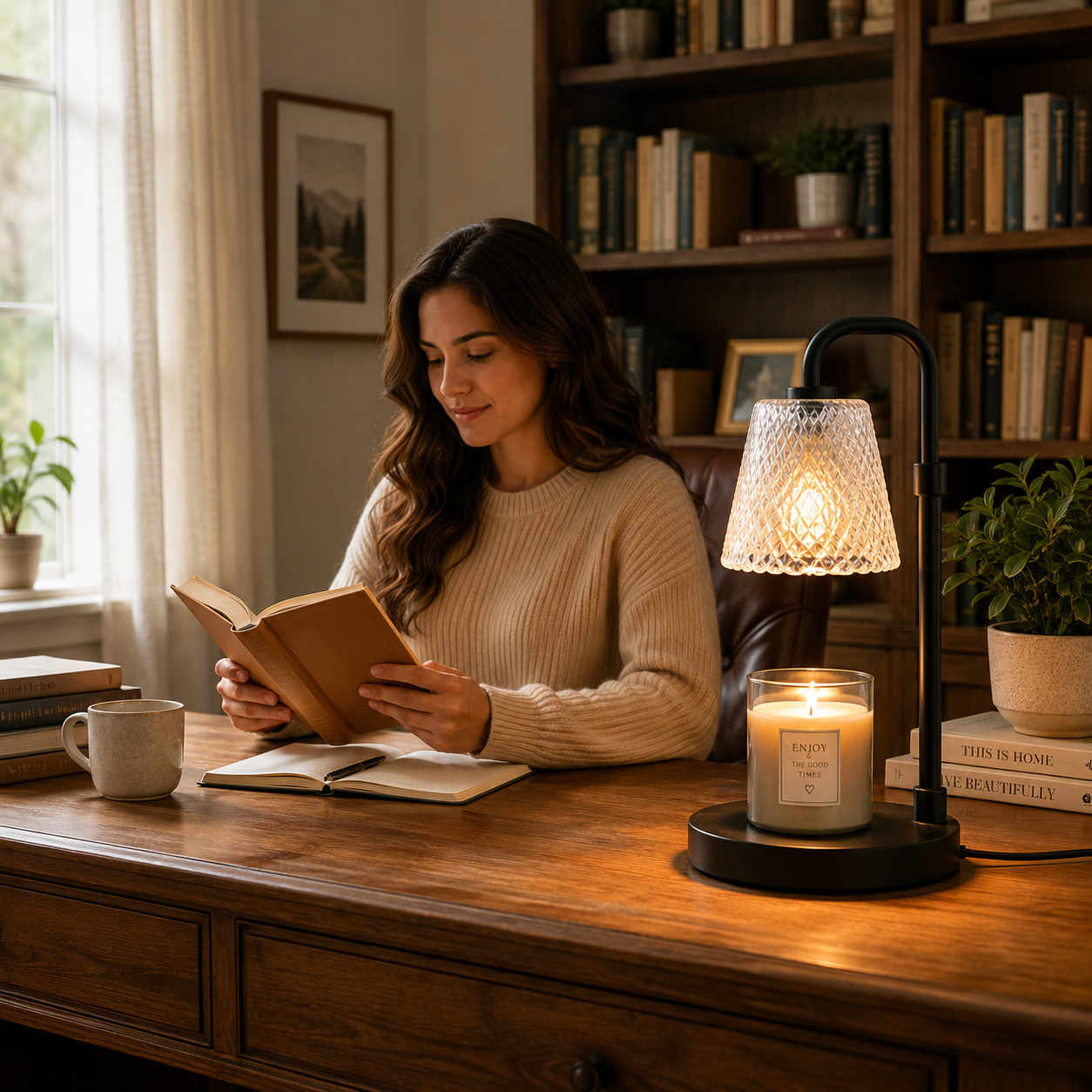 Flameless Candle Warmer Lamp with Dimmable Brightness, Adjustable Height Candle Lamp