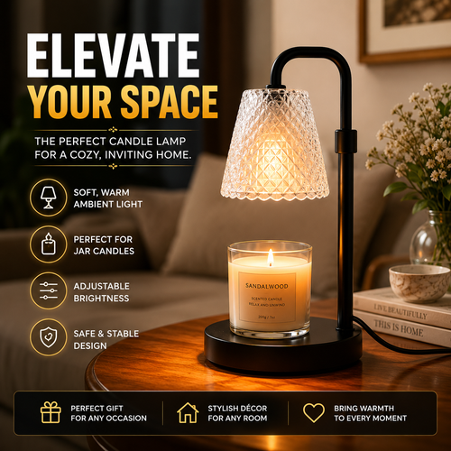Flameless Candle Warmer Lamp with Dimmable Brightness, Adjustable Height Candle Lamp