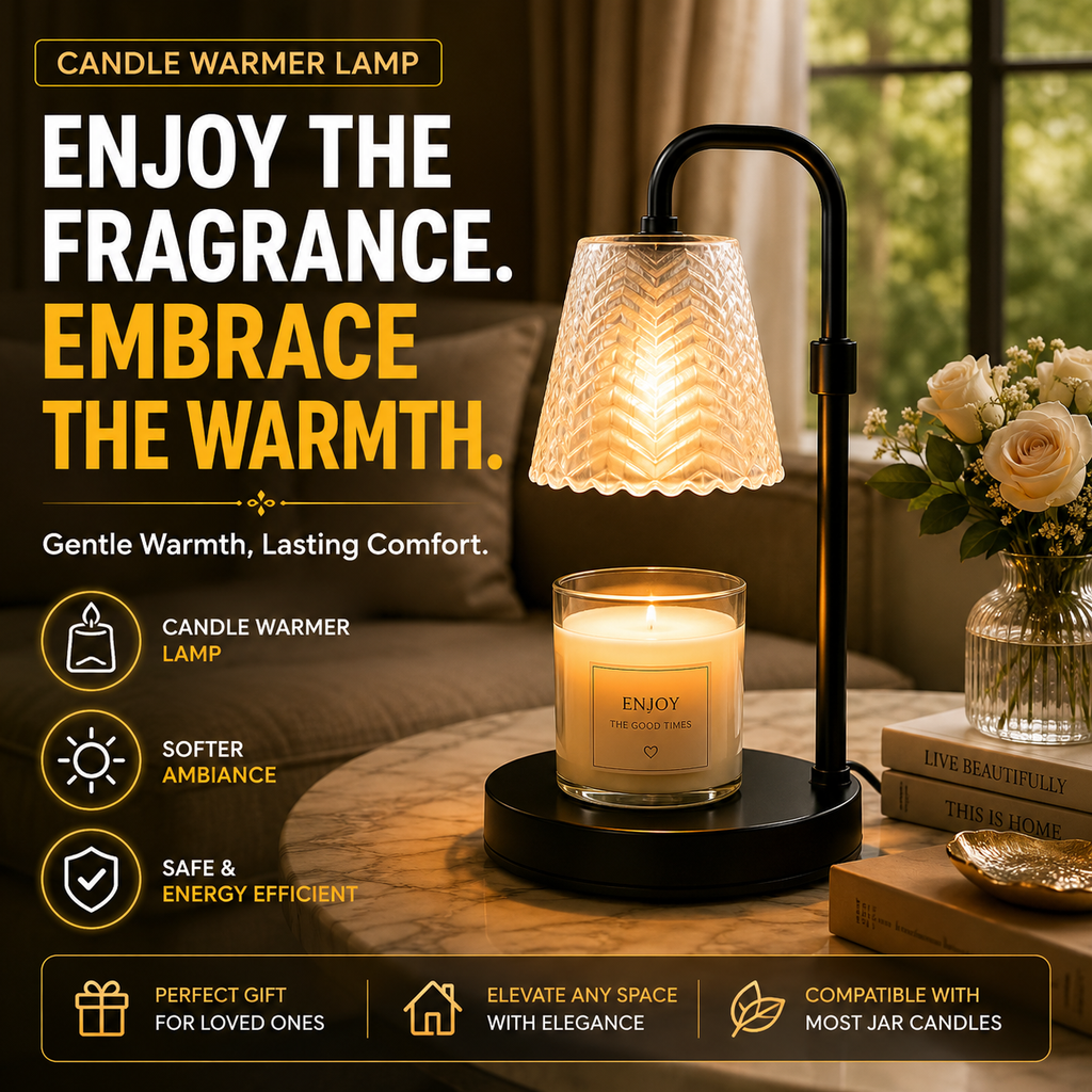 Frosted Glass Candle Warmer Lamp with Adjustable Height & Remote Control
