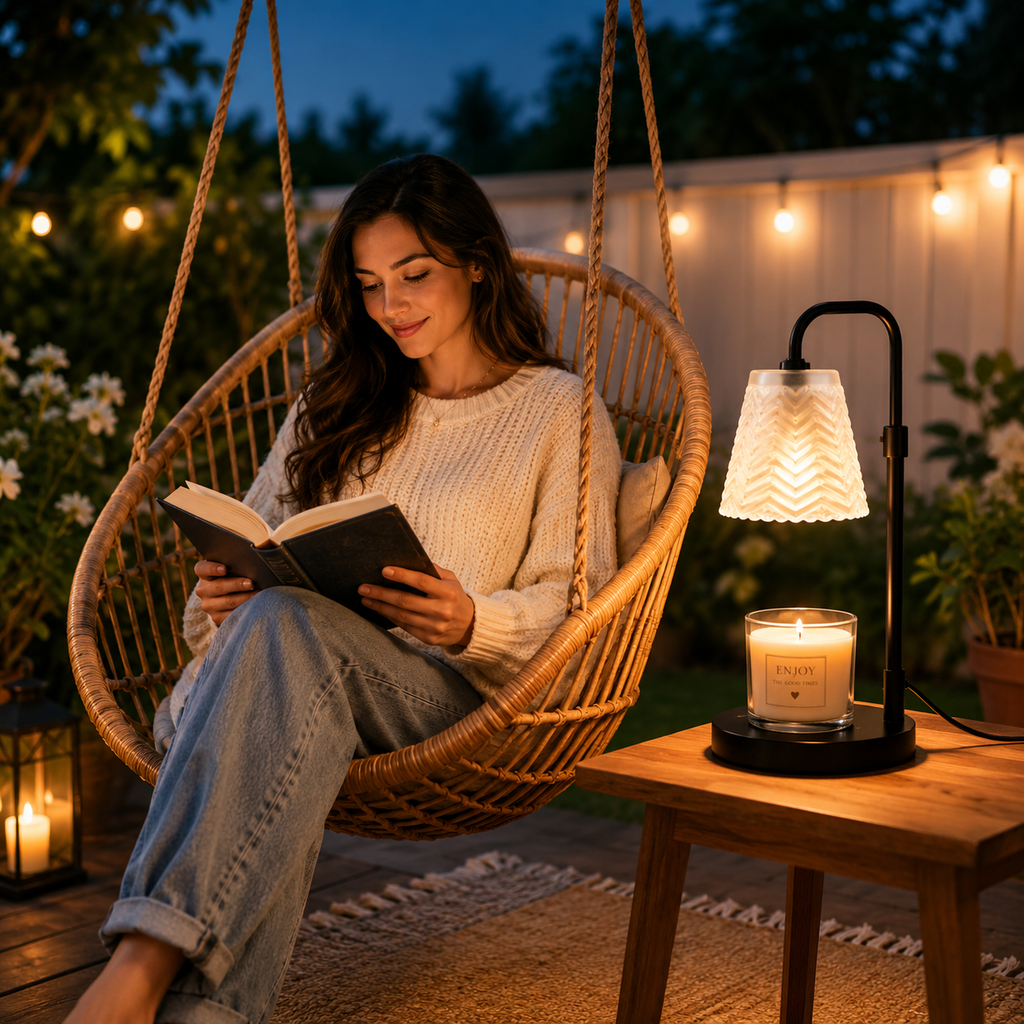 Frosted Glass Candle Warmer Lamp with Adjustable Height & Remote Control